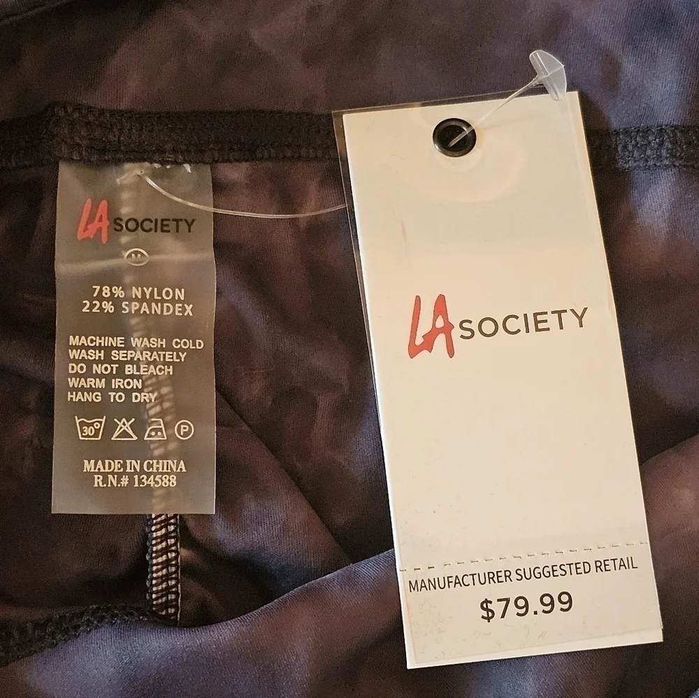 NEW LA SOCIETY Ruched Butt Lift Charcoal Grey Leggings Size Medium - Picture 2 of 6